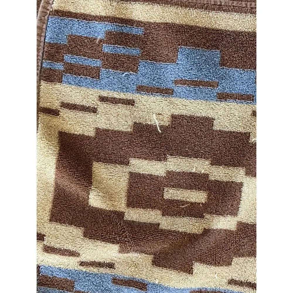 Vintage Allen International Hand Towels Bathroom Decor Wash Cloths Brown Blue